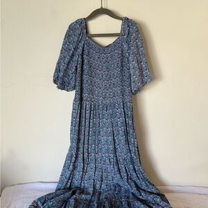 Joyous and free Chic Blue Patterned Maxi Dress
